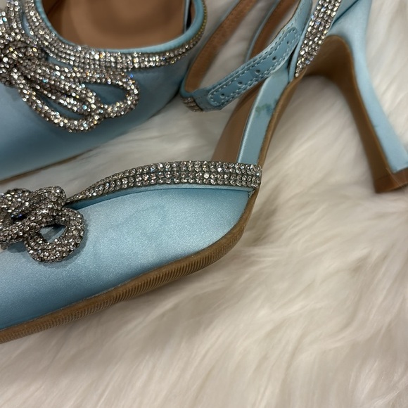 A New Day Carmin Blue Satin stiletto heels 6 wedding rhinestone NEVER WORN NEW - Picture 8 of 9